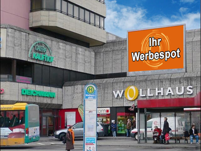 Wollhaus Heilbronn mit Videoboard